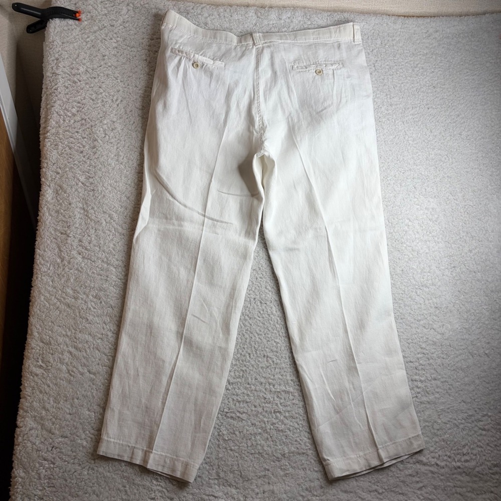 Tommy Bahama Relax Mens 100% Linen Pants Off White Drawstring Straight Leg L/G
